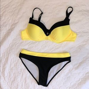 Black and yellow Bikini top and bottom